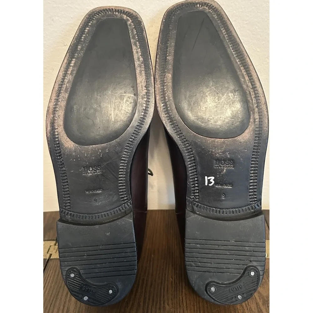 HUGO BOSS Brown dress leather shoes mens size 9